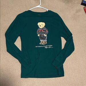 Ralph Lauren Green Polo Bear Long Sleeve Tee